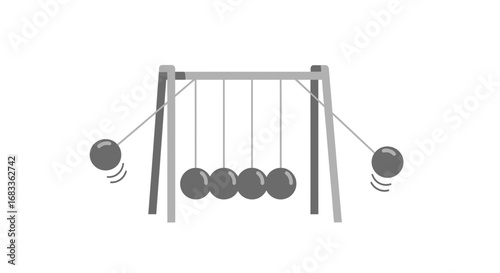 Newton's Cradle demonstrates kinetic energy transfer, a classic physics concept for education and inspiration