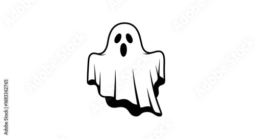 Playful cartoon ghost with wide open mouth and big eyes, perfect for Halloween celebrations