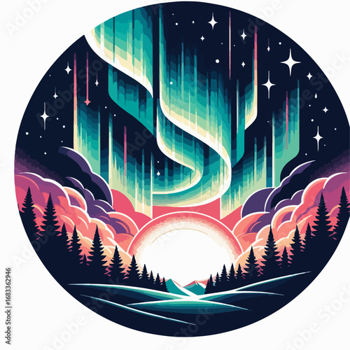 beautiful illustration of aurora in the sky