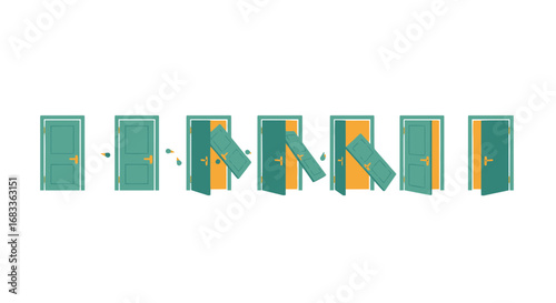 Explore new possibilities with these opening doors symbolizing opportunities, choices, and transitions