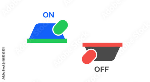 Toggle switch icon showing ON and OFF states with clear visual distinction and simple design