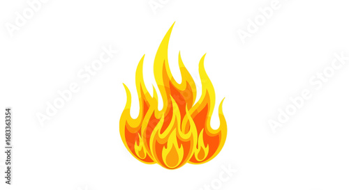 Vibrant stylized flames dance with energetic orange and yellow hues, perfect for dynamic designs.