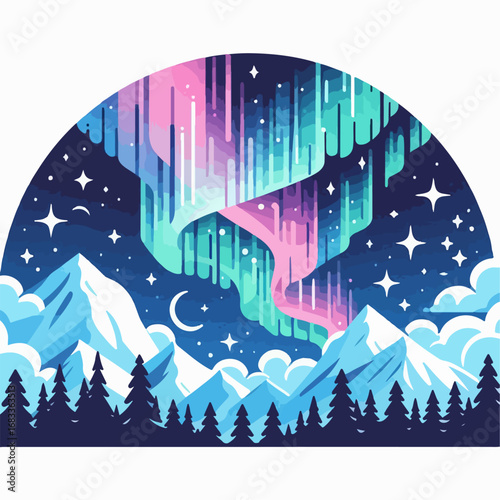 beautiful illustration of aurora in the sky