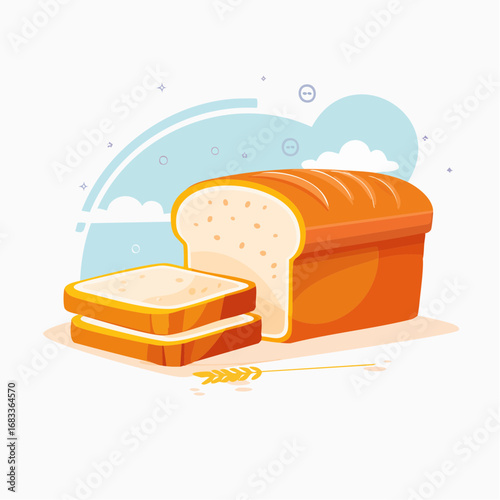 Colorful Pixel Art Loaf Of Bread With Slices