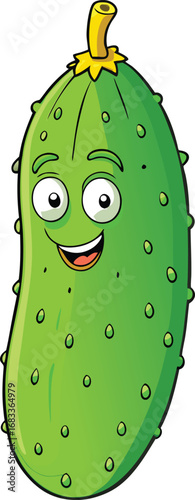 vector illustration of a green cucumber on a white background vector