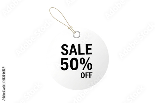 Promote your store with this 50% off sale tag for impactful retail marketing campaigns