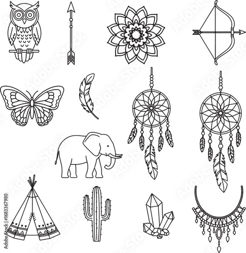set of vector silhouettes of christmas decorations