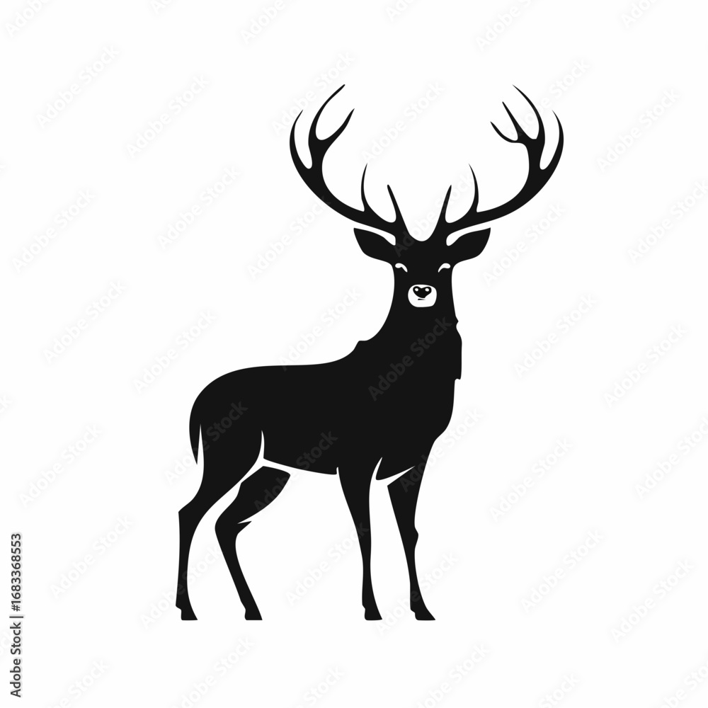Obraz premium Red stag silhouette. This image shows a silhouette of a red stag, also known as a red deer, with prominent antlers. Vector clipart illustration design.
