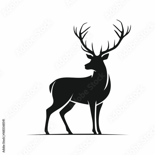 Red stag silhouette. This image shows a silhouette of a red stag, also known as a red deer, with prominent antlers. Vector clipart illustration design.