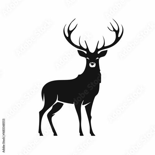 Red stag silhouette. This image shows a silhouette of a red stag, also known as a red deer, with prominent antlers. Vector clipart illustration design.