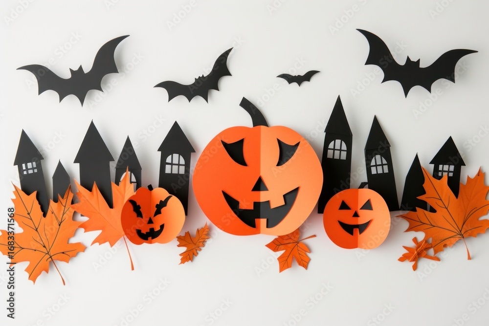 Fototapeta premium Halloween plant leaf anthropomorphic.