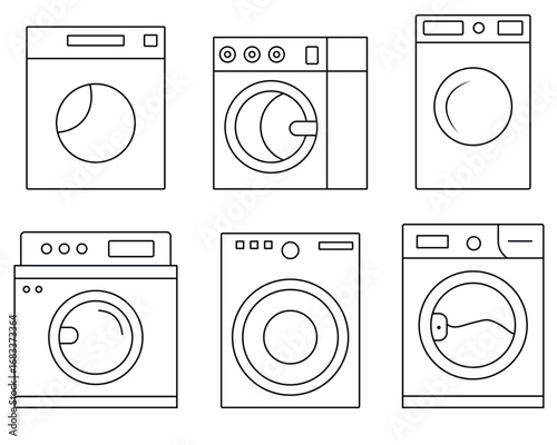 Washing Machine icon set. Laundry icon set. Flat illustration of vector icon on white background.