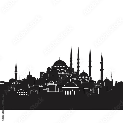 The Sultanahmet Mosque in Istanbul, known as the Blue Mosque, is a famous landmark with stunning Ottoman architecture, domes, and six towering minarets