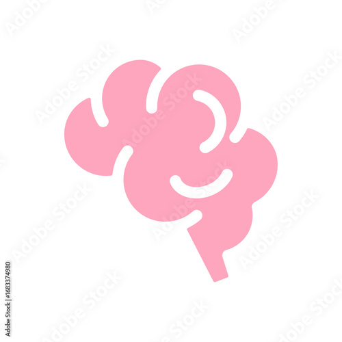 Brain pink icon. Anatomy, internal organ, intelligence, psychology, mental health symbol. Vector illustration. Flat design. Editable stroke. Isolated on a white background.
