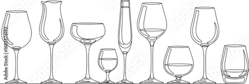 A collection of diverse glassware, showcasing various shapes for different beverages