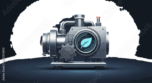 Sustainable industrial machine illustration
