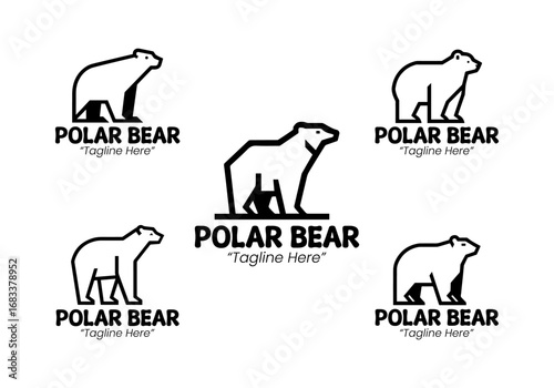 5 Polar Bear Logo Set Arctic Wildlife Branding Collection