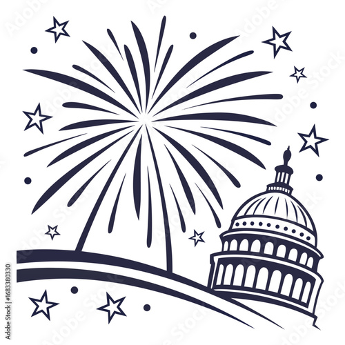 A minimal bright firework, a clean and simple icon for a subtle, glowing burst. Ideal for modern, minimalist designs.