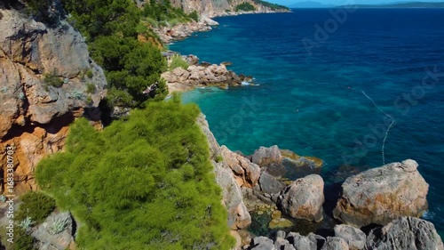 Flying my drone in Zogon Beach at Hvar Island, with turquoise water and relax vibe. 