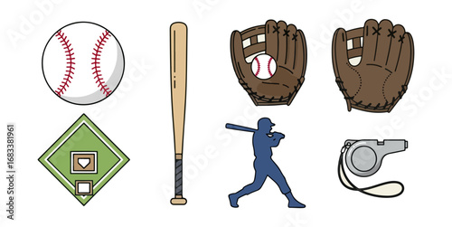 Baseball sport equipment graphic design