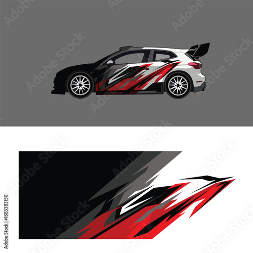 Modern and aggressive racing car livery graphic, perfect for car wraps or decals