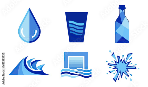 Water icons collection design elements