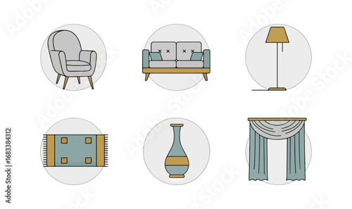 Interior design elements illustration