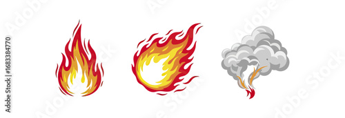 Fire and smoke illustrations for graphic design