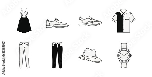 Various apparel and accessories illustration