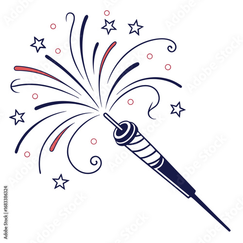 A minimal sparkler held in a hand, symbolizing celebration, light, and festivity. A simple, elegant icon for holiday or event-related graphics.