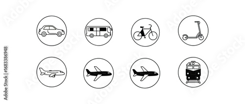 Transportation icons outline collection
