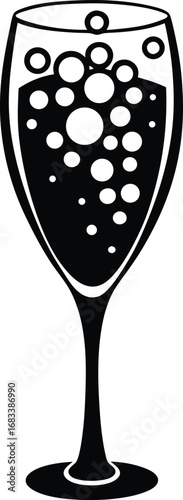 Champagne Flute with Bubbles Vector Illustration




