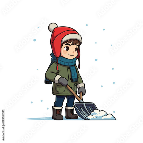 A happy little girl sledding and playing in the snow, enjoying a fun winter day