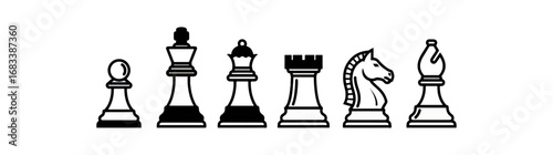Chess pieces illustration black and white
