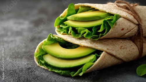 Healthy avocado wraps with fresh greens