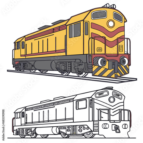A unique design of a diesel locomotive alternator, representing the electrical power generation system. Perfect for technical diagrams on engine components.