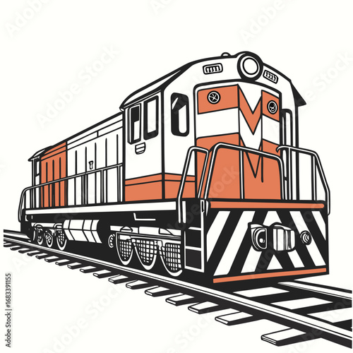 A unique design of a diesel locomotive coupling, the mechanical link that connects carriages. Ideal for technical diagrams and railway operation concepts.