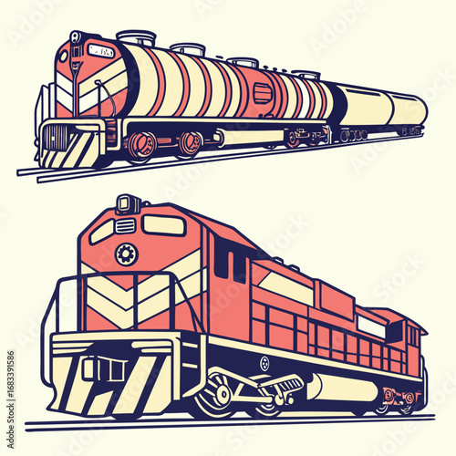 A unique design of a diesel train fuel tank, a detailed look at a critical component for powering the locomotive. Suitable for technical diagrams and maintenance graphics.