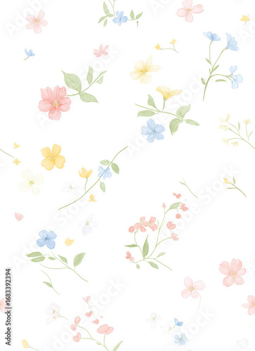 AI generator images of Floral pattern on soft pastel background, flowers, floral background