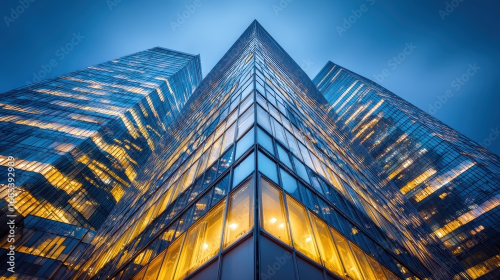 Fototapeta premium Modern Architecture: Glass Building Facade, Cityscape, Skyscraper