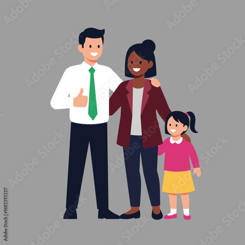 A happy diverse family poses together showing unity and love for one another