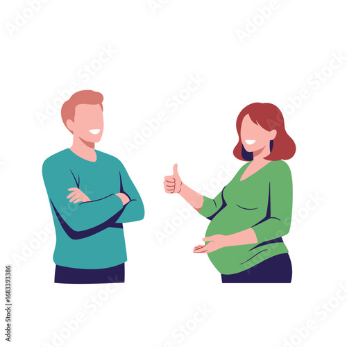 Couple discussing pregnancy future family planning and support through positive gestures and communication