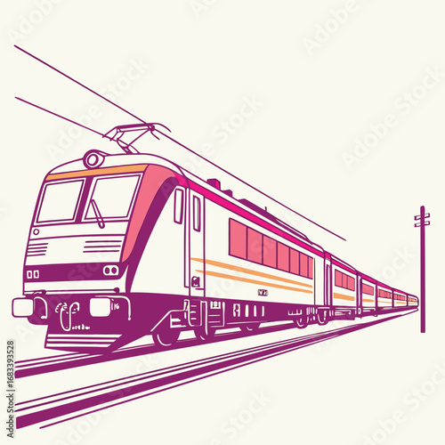 A silhouette of a high-speed train, a sleek and simple icon for fast travel, modernity, and efficiency. A versatile graphic for a wide range of applications.