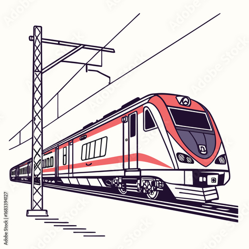 A unique design of a modern bullet train cab, focusing on the advanced cockpit and control systems. Ideal for technical or futuristic projects on modern train operation.