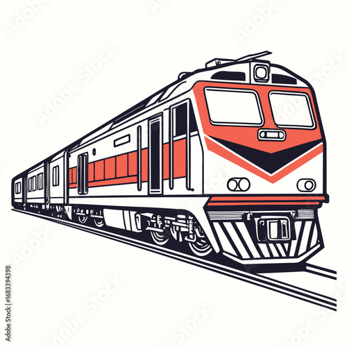 A unique design of a modern diesel train cab, showcasing the driver's control center and the technology used in modern freight transport. Perfect for illustrating railway operations.