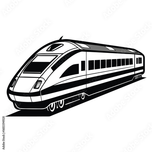 A unique design of a modern electric train, a full view that highlights its efficiency, speed, and futuristic aesthetic. A versatile symbol for modern transport.