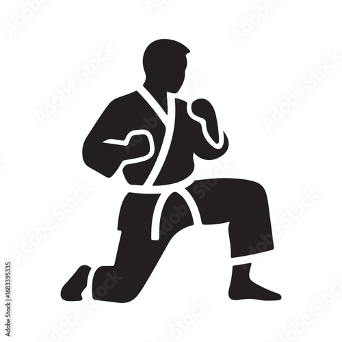 Fighter in Martial Arts Stance Silhouette