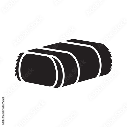 Black Silhouette of a Rectangular Hay Bale with Straps