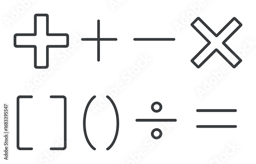 Mathematical symbols on dark background with operations