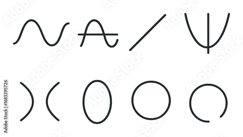 Mathematical symbols on gradient background: curves and geometry